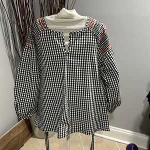 Madewell Belted Tunic- black/white gingham- Med. EUC